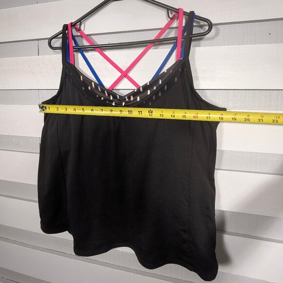 Lucky in Love Neon Lights Let it Glow Tank Top Womens XL built in bra black Cami - Picture 10 of 10